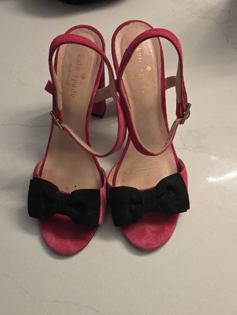 Kate‎ Spade Pink Slingback Heels with Black Bows